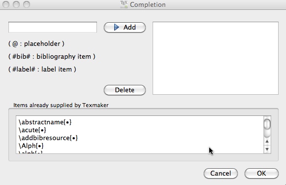 Texmaker 3.3 : Customize Completion
