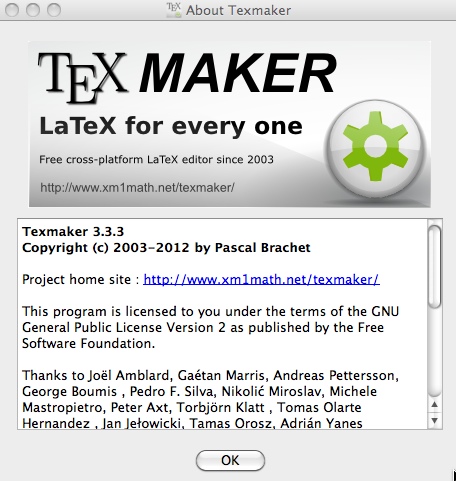 Texmaker 3.3 : About
