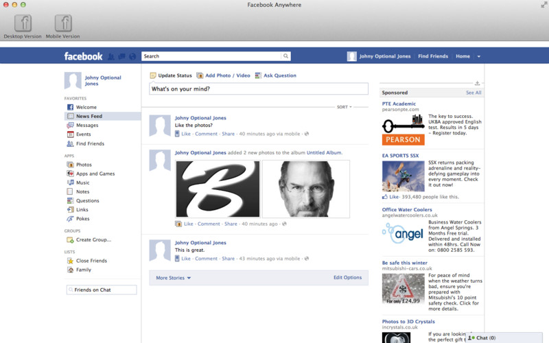 Anywhere For Facebook 1.3 : Anywhere For Facebook screenshot