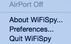 WiFiSpy 1.0 : Main Menu While AirPort Is Off