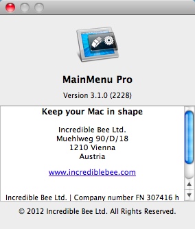MainMenu Pro 3.1 : About window