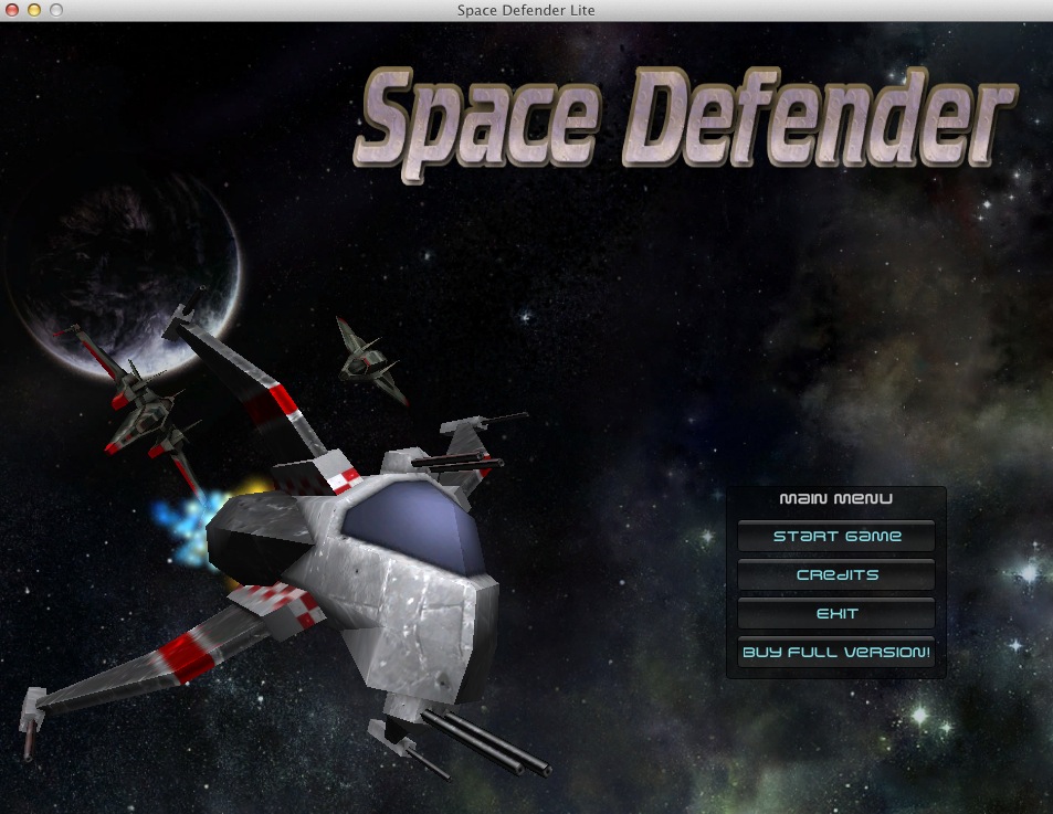 Space Defender Lite 1.1 : Main window