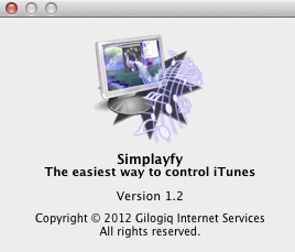 Simplayfy - The easiest way to control iTunes 1.2 : About window