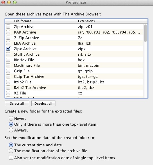 The Archive Browser 1.1 : Preferences