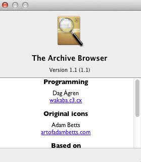 The Archive Browser 1.1 : About window
