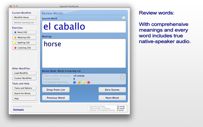 Spanish FlashCard BASIC 2.2 : Spanish FlashCard BASIC screenshot