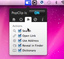 PopClip 1.3 : Action Settings