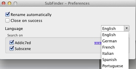 SubFinder 0.4 : Preferences