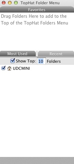 TopHat Folders Menu Lite 1.2 : Main window