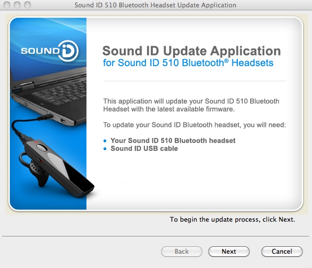 Sound ID 510 Update Application 1.0 : Main window