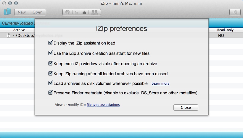 iZip 2.0 : Program Preferences
