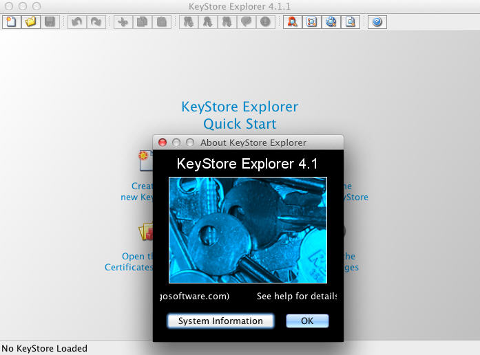 KeyStore Explorer 4.1 : Main Window