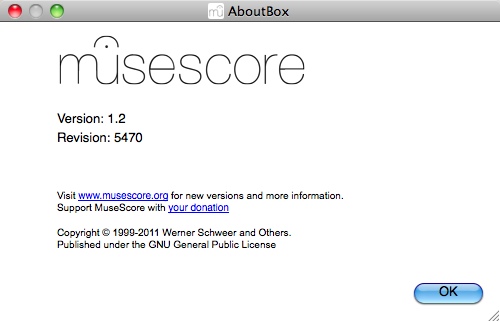 MuseScore 1.2 : About Window