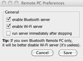 RemotePcServer 1.0 : Main window