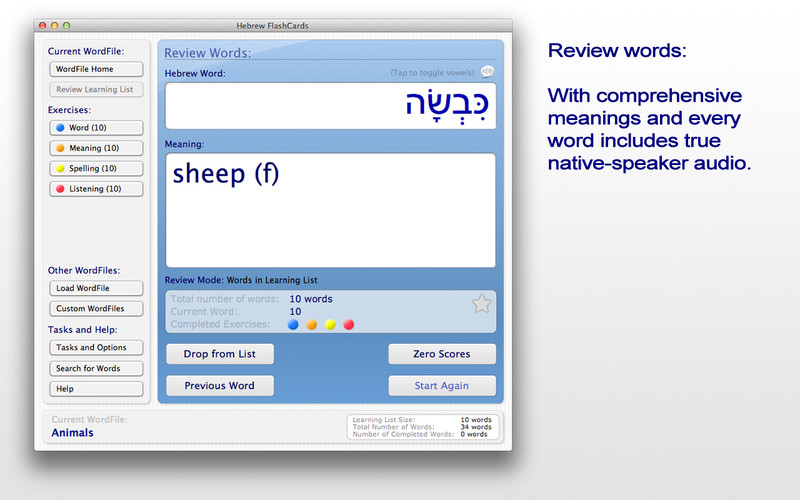 FREE Hebrew FlashCards 2.2 : FREE Hebrew FlashCards screenshot