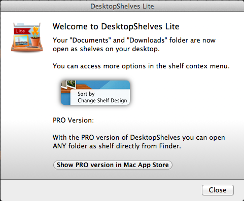 DesktopShelves Lite 2.1 : Welcome Screen