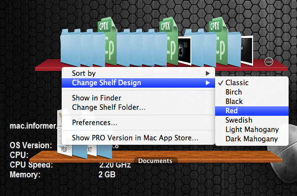 DesktopShelves Lite 2.1 : Main Menu