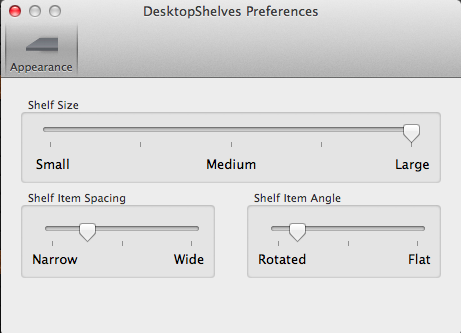 DesktopShelves Lite 2.1 : Options Menu