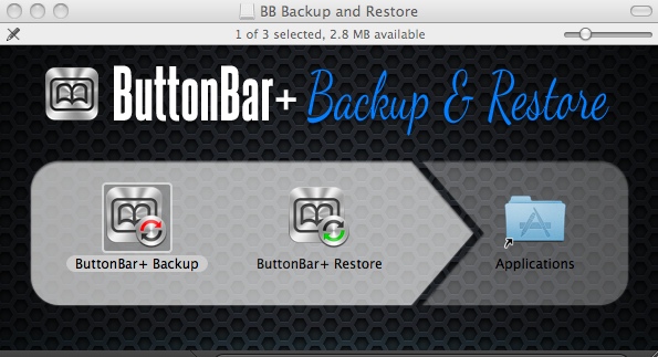 ButtonBar+ Restore 1.1 : Main window