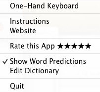 One-Hand Keyboard: Free One-Hand Typing 3.0 : Menu