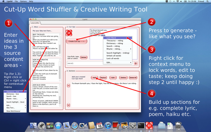 Liptikl - Cut-Up Word Shuffler & Creative Writing Tool 1.1 : Liptikl - Cut-Up Word Shuffler & Creative Writing Tool screenshot