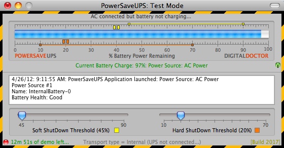PowerSaveUPS 2.1 : Main window