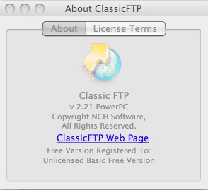 ClassicFTP 2.2 : About window
