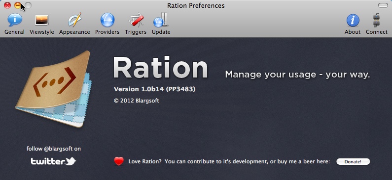 Ration 1.0 beta : Main window