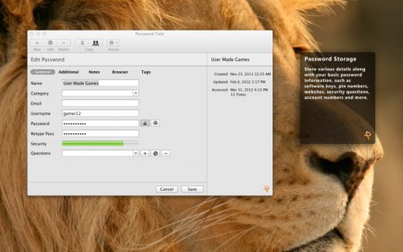 Password Tote for Mac OS X screenshot
