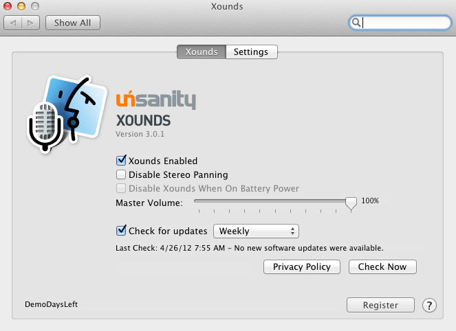 Xounds Installer 3.0 : Settings