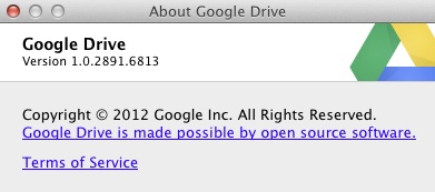 Google Drive 1.1 : About window