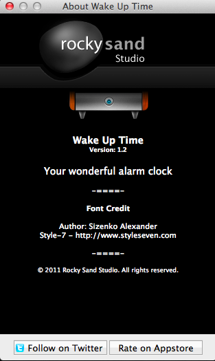 Wake Up Time - Alarm Clock 1.2 : About Window
