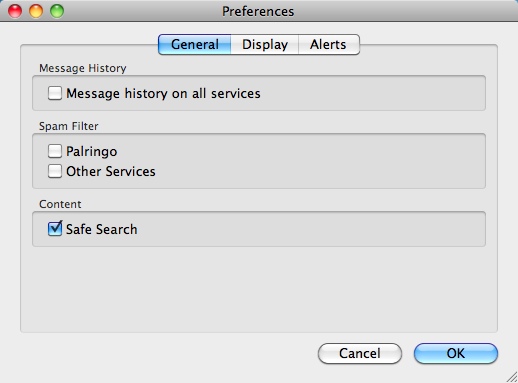 Palringo Instant Messenger 4.4 : Preferences window
