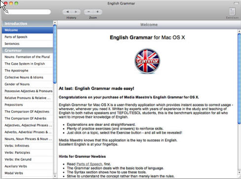 English Grammar 1.1 : Main window