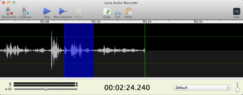 Lona Audio Recorder 2.2 : Main window
