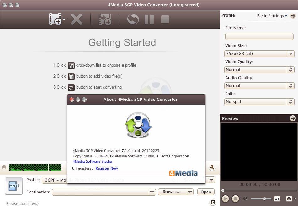 4Media 3GP Video Converter 7.1 : Getting started and about info