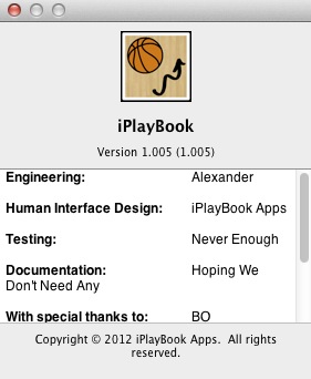 iPlayBook 1.0 : About window