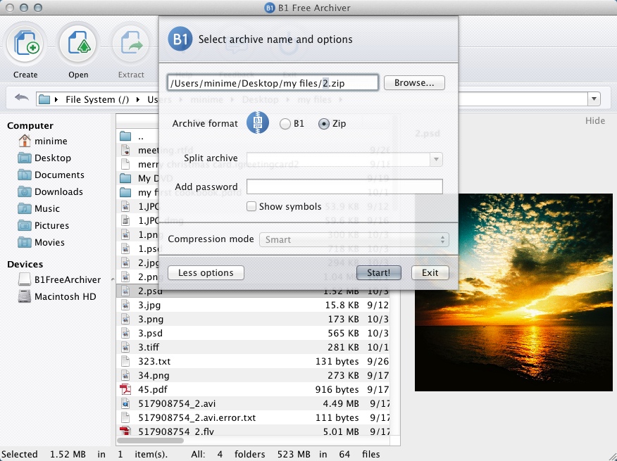 B1 Free Archiver 1.4 : Creating Archive File
