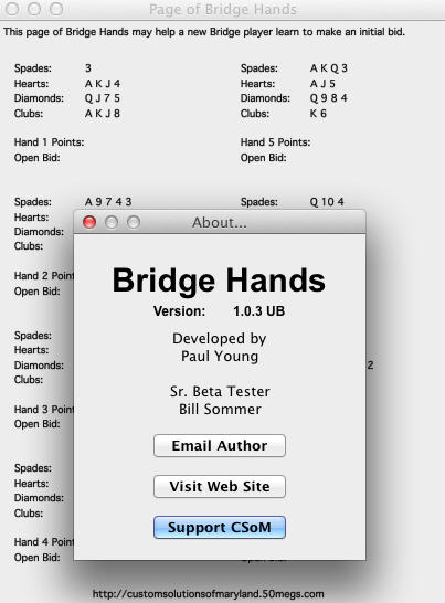 Bridge Hands 1.0 : Main Window
