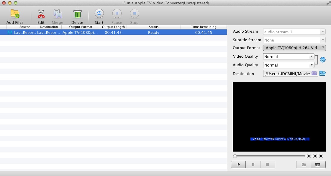 iFunia Apple TV Video Converter 3.9 : Main window