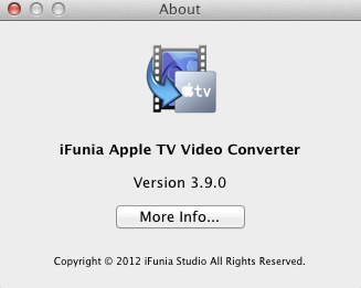 iFunia Apple TV Video Converter 3.9 : About window