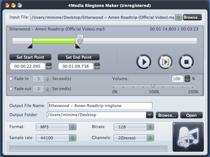 4Media Ringtone Maker 2.0 : Configuring Output Settings