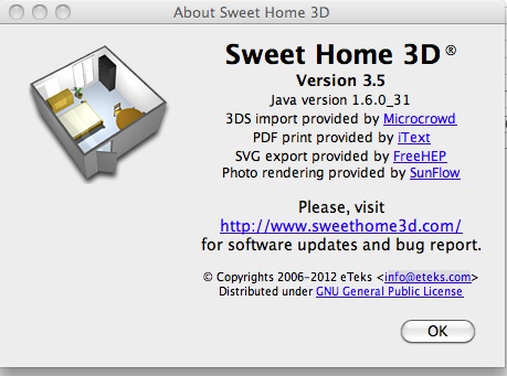 Sweet Home 3D 3.5 : About window