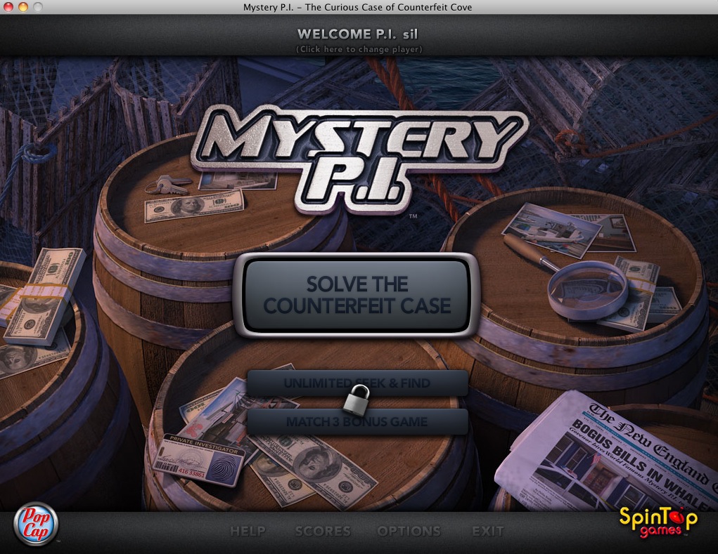 Mystery P.I. - The Curious Case of Counterfeit Cove : Main menu