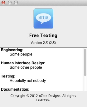 Free Texting 2.5 : About window