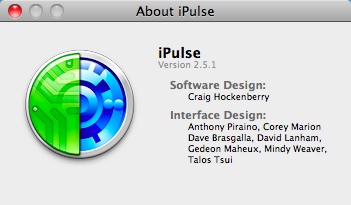 iPulse 2.5 : About window