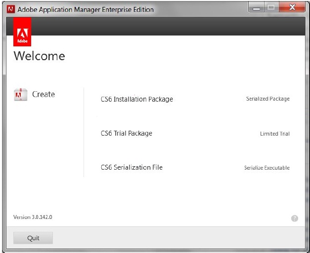 Adobe Application Manager Enterprise Edition : Main Menu