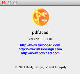 pdf2cad 1.0 : About screen