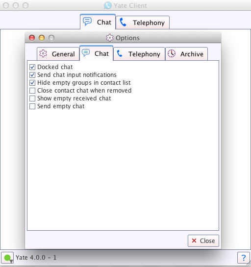 YateClient 4.0 : Options window