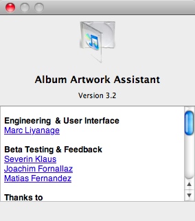 Album Artwork Assistant 3.2 : About Window